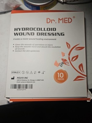 Dr. Med Hydrocolloid Adhesive Wound Dressing, 6x6 Inches, 10-Pack, Exp 2030