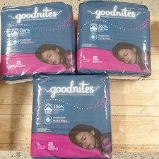 Goodnites Girls Nighttime Bedwetting Underwear Size Large 3 Packs of 25 75 Tot 