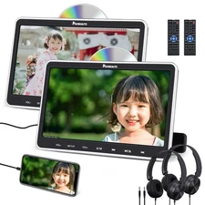 10.1" Dual DVD Player Portable 1080P Pillow Moniter Sync TV USB SD HDMI+Headsets