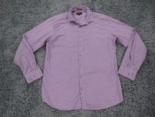 Rodd  Gunn Shirt Mens Large Purple Check Gingham Spread Collar Sports Fit Flaw