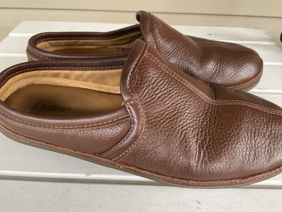 LL Bean Mens Elkhide Scuffs Sz 10m Brown Leather Slip on  display picture 1