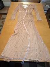 MAC DUGGAL 5715 SEQUINED WRAP OVER LONG SLEEVE Rose GOWN Size 10
