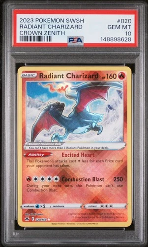 2023 POKEMON SWORD & SHIELD CROWN ZENITH #020 RADIANT CHARIZARD PSA 10