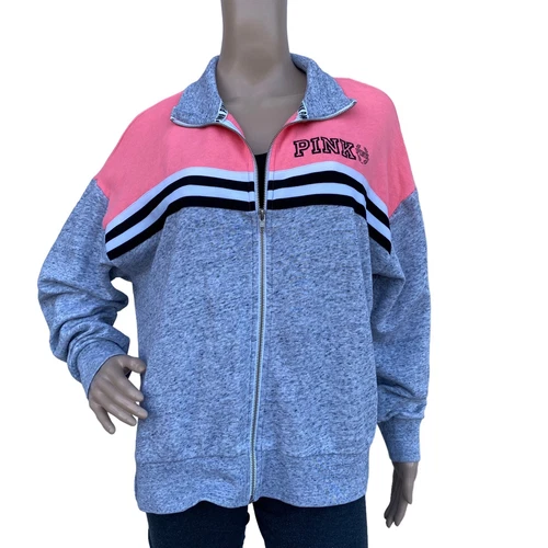 VETEMENTS Giacca ROSA Victoria's Secret grigia full zip collo alto maniche lunghe con cappuccio taglia M