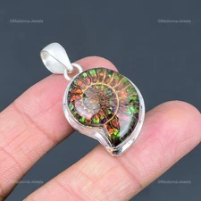 Halloween Sale 925 Silver Natural Ammolite In Ammonite Fossil Sister New Pendant