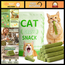 17PK Cat Grass Chew Sticks - Freeze-Dried Dental Treats Hairball Relief Toy