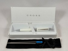 CROSS BEVERLY PEARLESCENT WHITE LACQUER BALLPOINT PEN w/CHROME TRIM AT0492-2