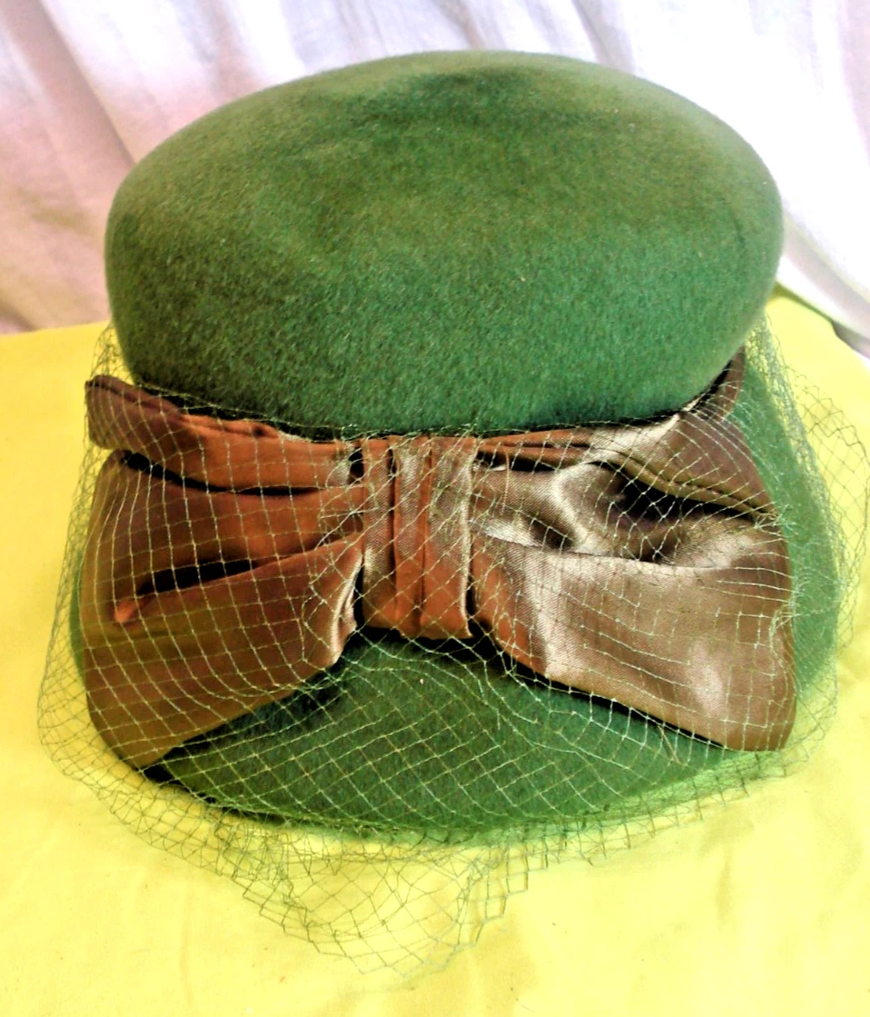 Stunning Mr D’s Vintage hat green wool and rhinestones Sunday church wedding Stunning Mr D main image 3