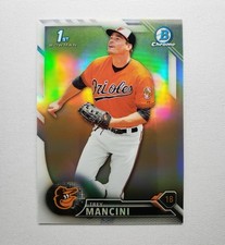 Trey Mancini (2016) Bowman Chrome RC Rookie Card REFRACTOR [ #SN /499 ]. rookie card picture