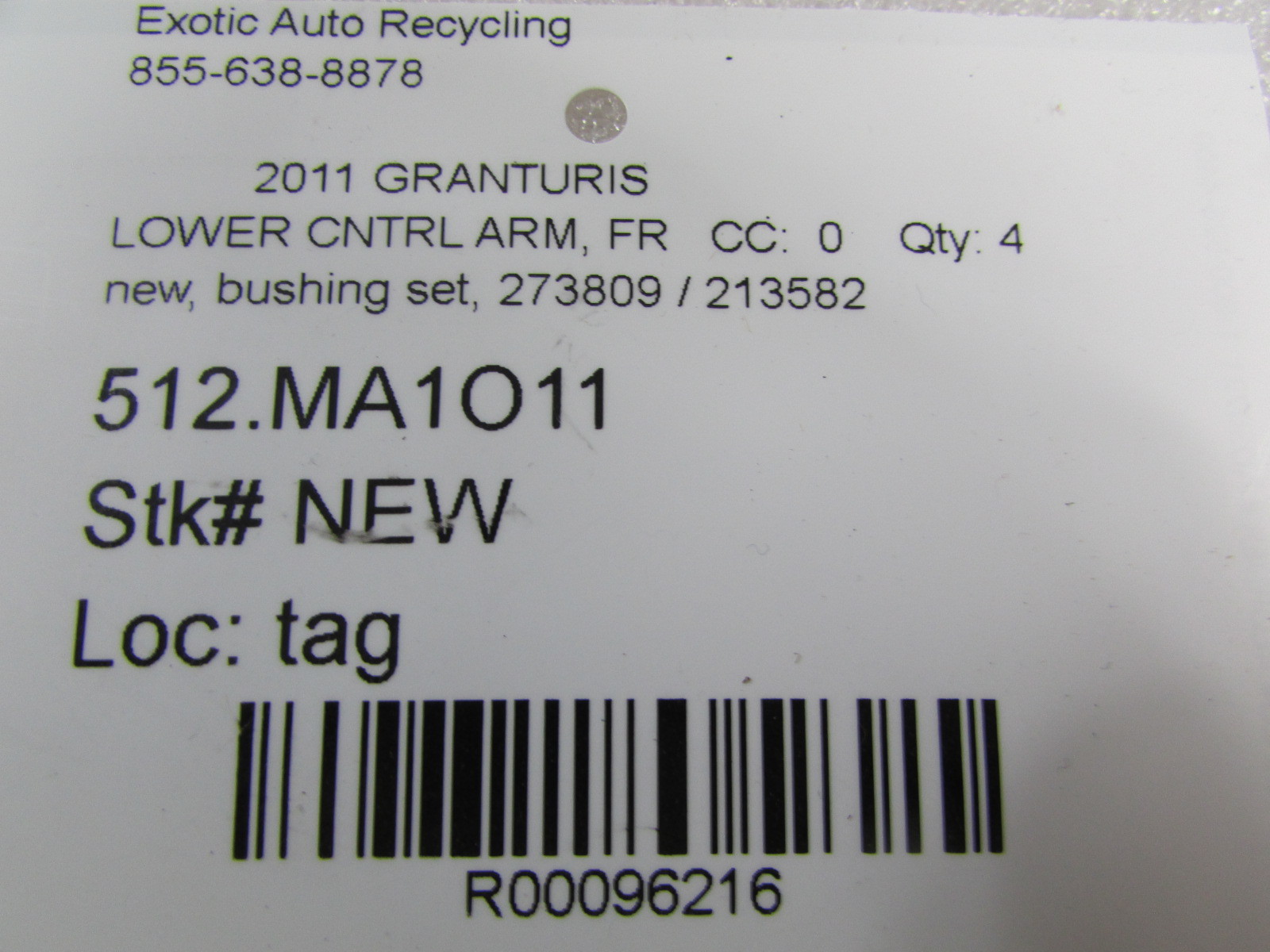 Maserati Granturismo, Quattroporte, Front Lower Control Arm Bushing Set, New