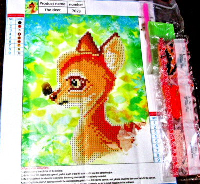 Butterfly On Deer's Nose 3D Round Diamond Cross Stitch Painting Kit - NIP (#272)