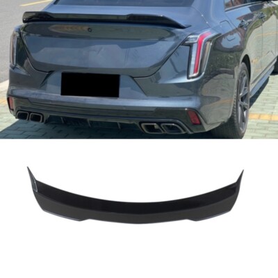 TRUNK SPOILER For 20-25 CADILLAC CT4 V STYLE GLOSS BLACK HIGH KICK DUCKBILL WING