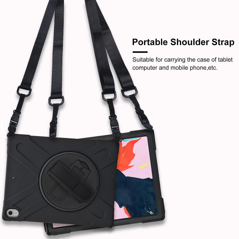 For iPad 12.9" 3rd Gen 2018 Rugged Case Stand, Strap Drop-proof, Kid Friendly - Image 2 of 4