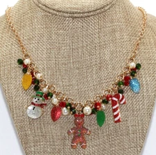Jingle & Joy Christmas Necklace Holiday Gingerbread Girl Charm New