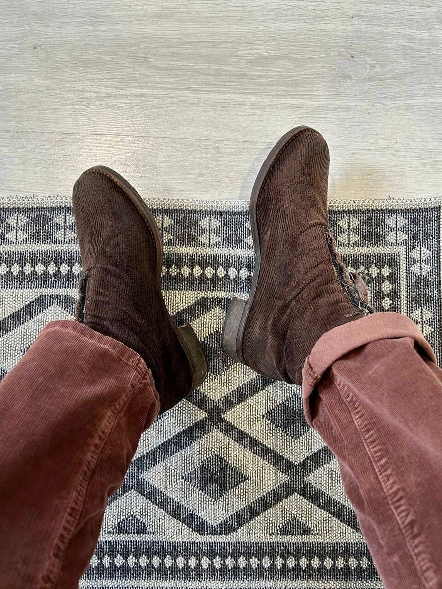 Cherevichkiotvichki Layered Corduroy Leather Ankle Zip Boots Cherevichkiotvichki Layered Corduroy Leather Ankle Zip Boots