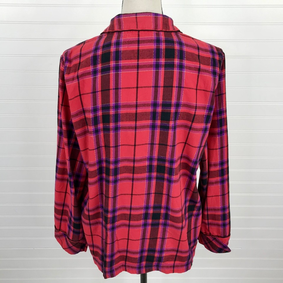 VICTORIAS SECRET Red Plaid Pajamas Set Size M Shirt & Lounge Pants