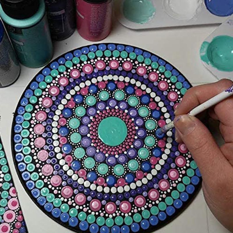 8pcs Black Round Cardboard Mandala Painting Paper DIY Cardboards Art
