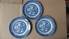 Three Blue Willow Plates