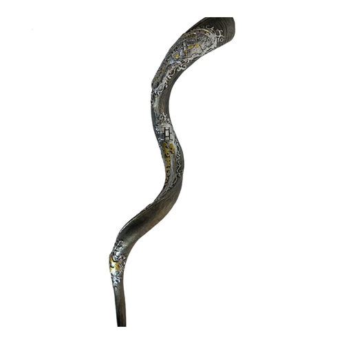 Shofar Yemenite Kudu Horn 38''+ With Sterling Silver Plated +3D Jerusalem Curved - Picture 12 of 13