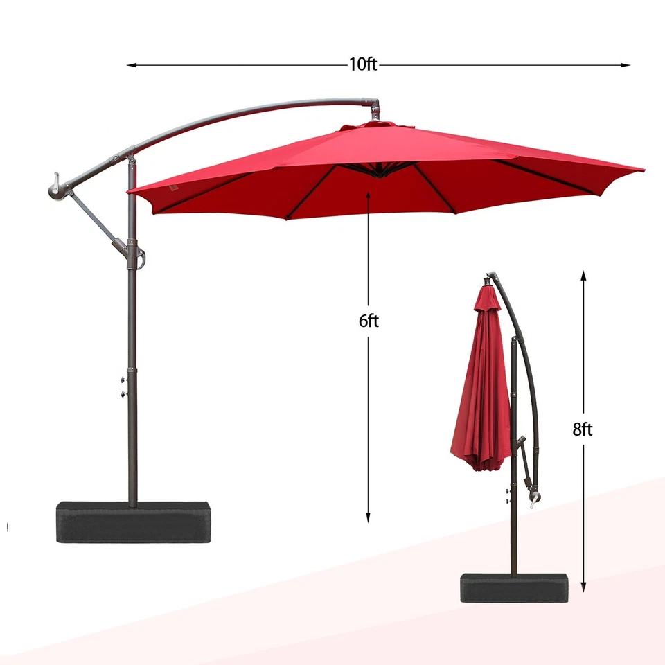 Aoodor 10ft Offset Patio Umbrella Cantilever Hanging Market Umbrella with Base - Image 2 of 4