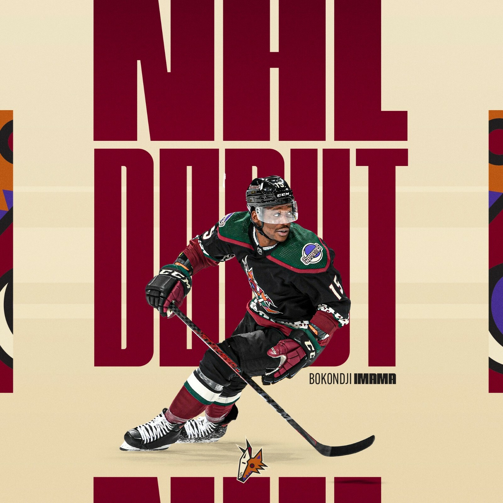 ARIZONA COYOTES Bokondji Imama worn white #15 practice jersey 21-22 rookie camps