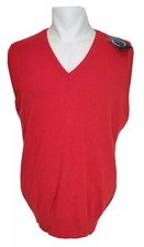 Jantzen V Neck Red Sweater Vest Sleeveless Made in the USA Men Large Vintage