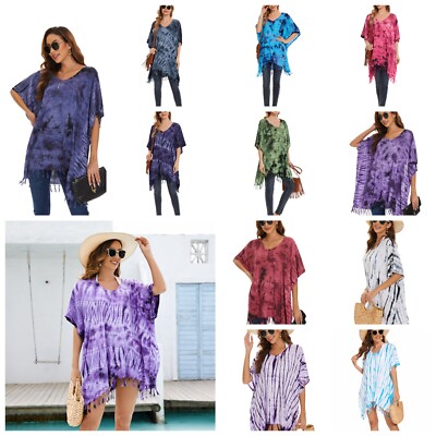 Beautybatik BOHO HIPPIE Batik Tie Dye Plus Size Tunic Blouse Kaftan Top XL to 4X