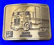 Vintage PENSKI Truck Semi Drivers 4 year safety award gold tone belt buckle