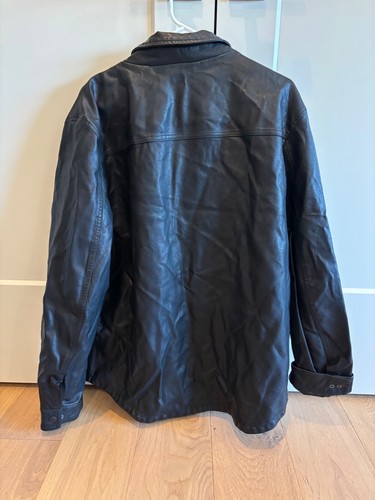 Levi Strauss Levi's Type 3 Black Men's Size XL Trucker Jacket Faux Leather - Picture 2 of 12