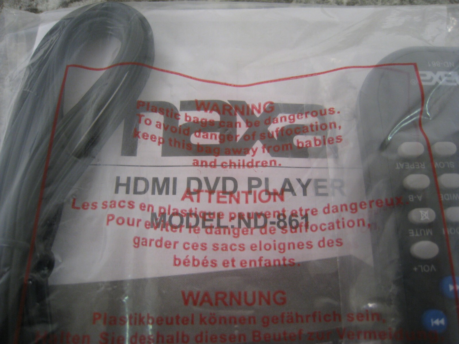 New Genuine OEM NAXA ND-861 HDMI DVD Player Remote Control Free Shipping