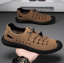 Men's Summer Hollow Out Sandals Shoes Casual Flats Round Toe Comfort Dad Shoes