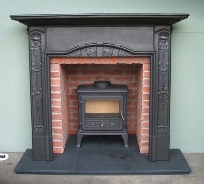 Antique Art Nouveau Arts And Crafts Cast Iron Fire Surround