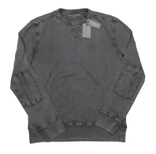 John Varvatos Star USA Men's Dark Charcoal Darien Garment Dyed Terry Sweatshirt