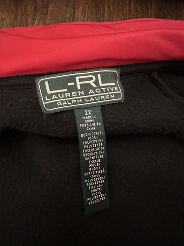 LAUREN ACTIVE Ralph Lauren L-RL Black Red Full Zip Quilted Jacket Size 2XL - Picture 8 of 10