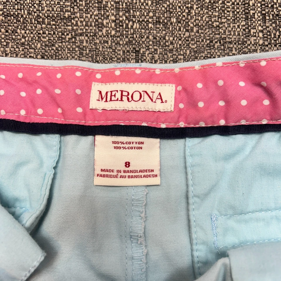 Шорты женские Merona 8 светло-голубых зеленых карманов подпоясанные китайские повседневные с низкой талией - Изображение 2 из 4