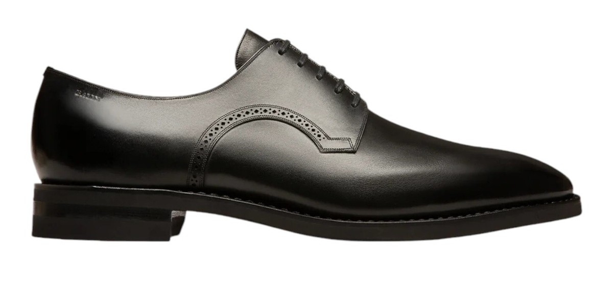 Scrivani Men\'s Leather Derby Lace-Up Shoe In Black. Size 13. Buy Bally Black Scrivani Leather Derby Shoes For Men Online  main image 3