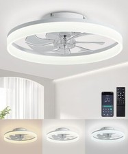 Flush Mount LED Ceiling Fans with Lights Remote  APP Cortorl Ceiling Fan Light