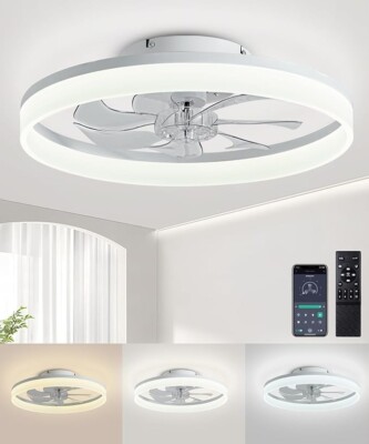 Flush Mount LED Ceiling Fans with Lights Remote & APP Cortorl Ceiling Fan Light