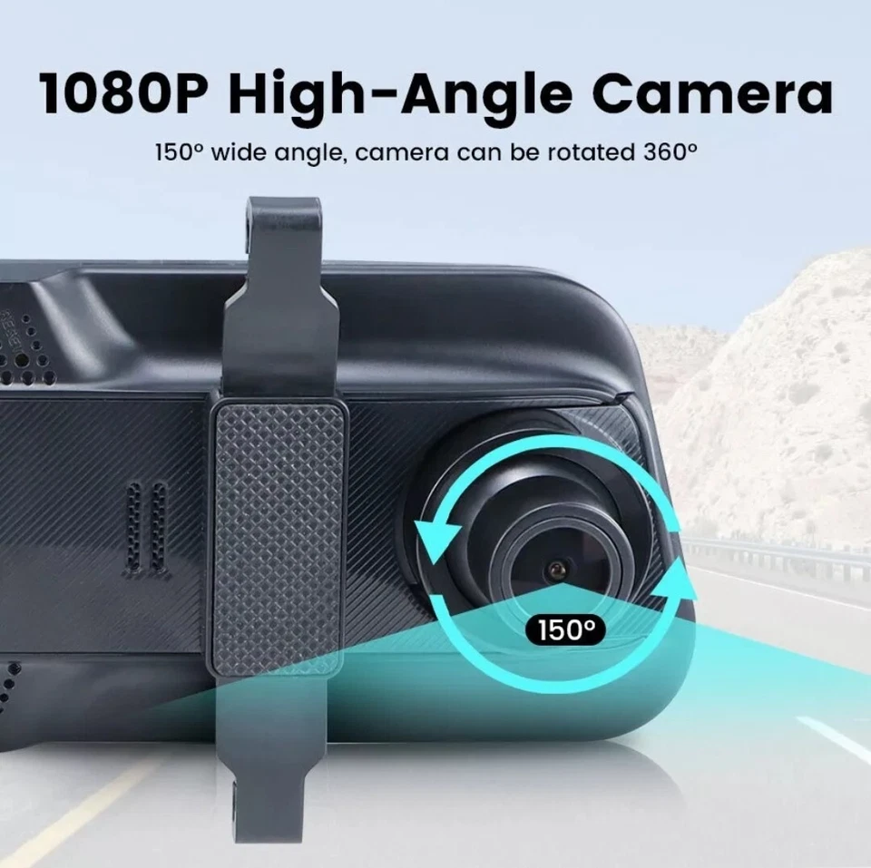 9.66" Rear View Mirror Front & Rear Dash Cam,Security, Side Cam. Easy To Install - Image 4 of 4