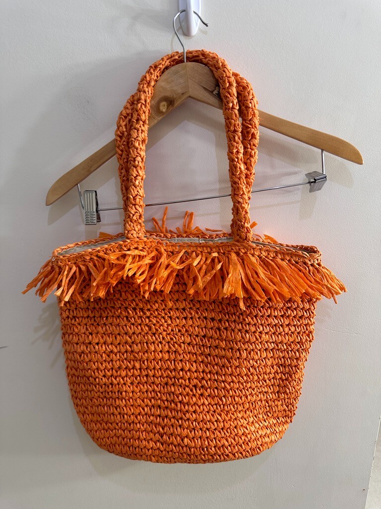 MELROSE AND MARKET Palmer Straw Tote Bag in Orange | eBay