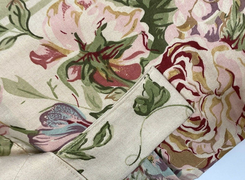 2 Window Treatments Curtains Cotton Drapes Floral Pink Beige Pattern Long Luxury - Picture 7 of 8