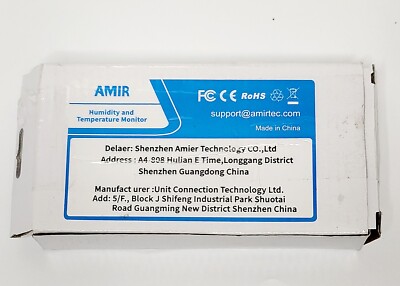 AMIR Humidity & Temperature Monitor BLACK With Transmitter WHITE Battery Operate