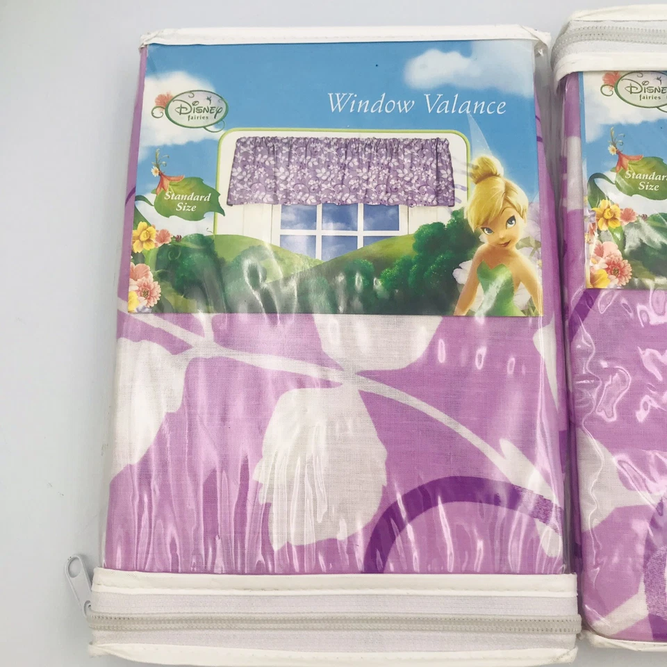 Dos (2) Cenefa Ventana Floral Púrpura Hadas Disney Talla Estándar 84" x 15" Nueva Foto 2 de 4