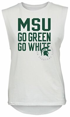 NCAA Rocker Women's Sleeveless Drop Tail Tank, White, Large, Michigan State S...