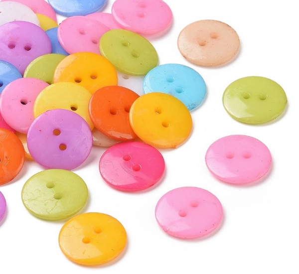 30 KunststoffknöPfe 17Mm Bunt Rund ZweilochknöPfe Zum NäHen AnnäHen BastelknöPfe-image