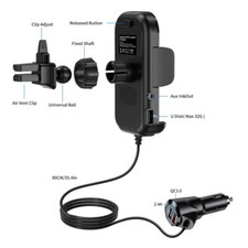 1 Car Phone Holder Music Player Bluetooth Hands-free FM Transmitter Fast Charge