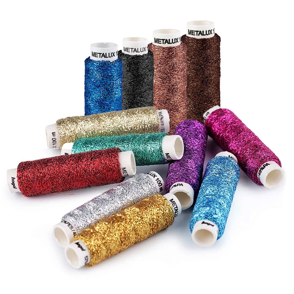 MADDMA 100m / 1 Spule Metallgarn Nähgarn metallic Faden Effekt Applikation, Farbwahl