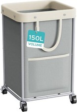 Laundry Basket With Wheels,150L Large Rolling Hamper W/Metal Frame Removable Bag