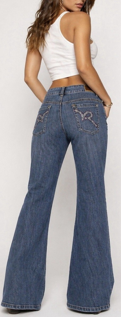 ROCAWEAR Women's Flare Jeans Plus Size 18 Denim Low Rise Stretch