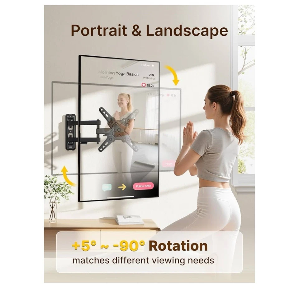 Suporte de parede Barkan 13-43 polegadas Full Motion TV, suporta 55 lb, garantia vitalícia - Imagem 3 de 4